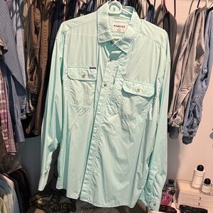 Light Mint Button-Up Fishing Shirt - PONCHO
